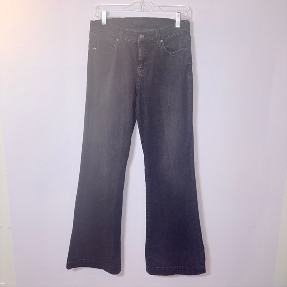 7 For All Mankind Dojo Tailorless Jeans Women’s 29 Dark Grey Black Stretch Flare - Picture 1 of 16